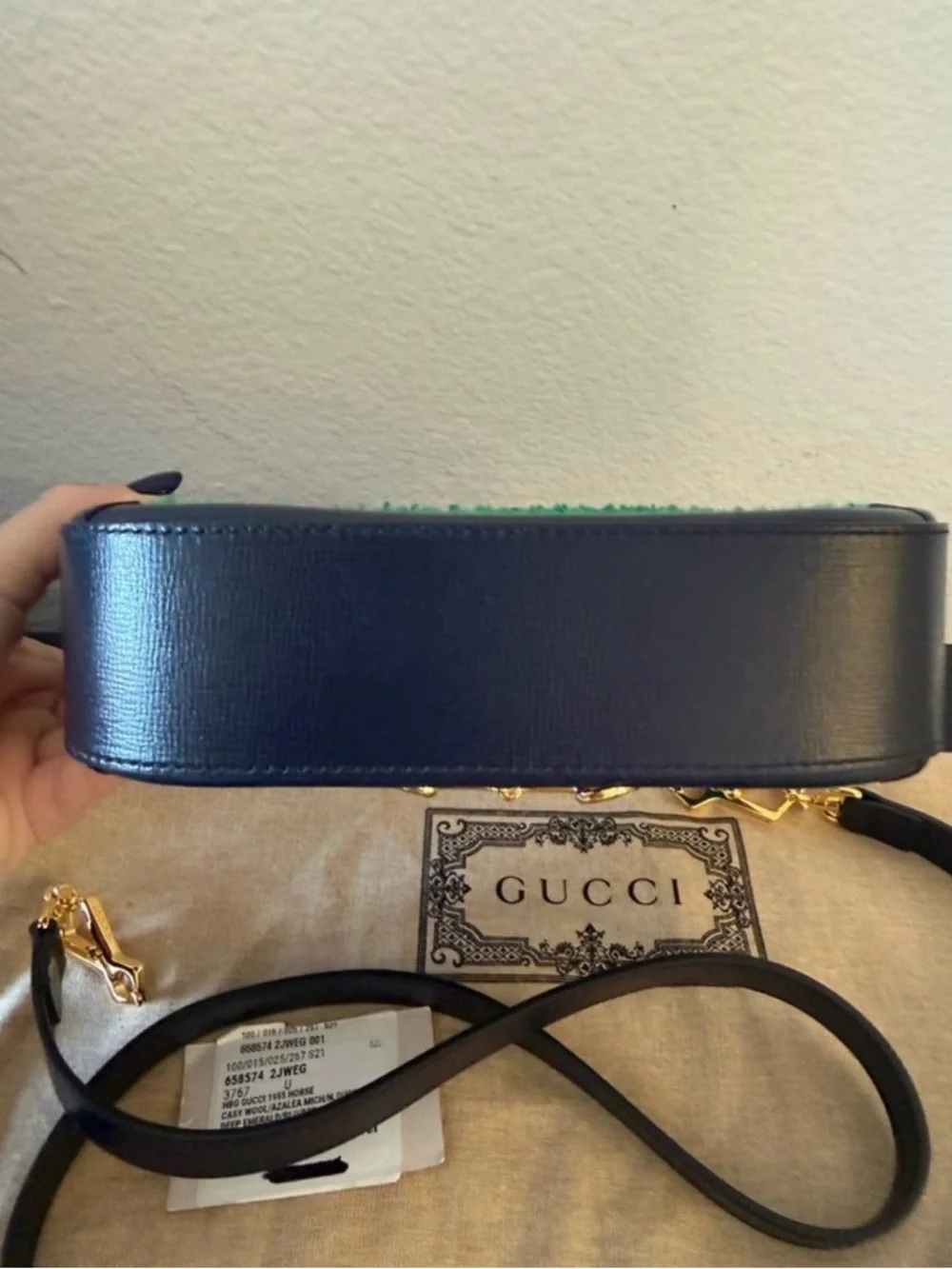 Gucci Casy Wool Azalea Calfskin Mini Horsebit 1955 Handbag NEW - Picture 8 of 16